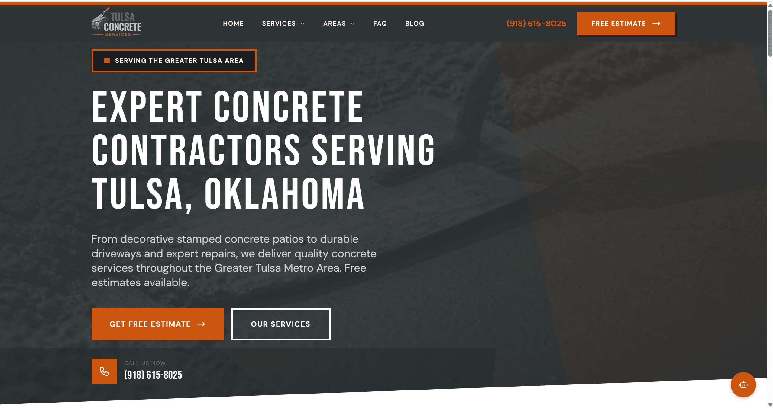 Concrete Contractor website example