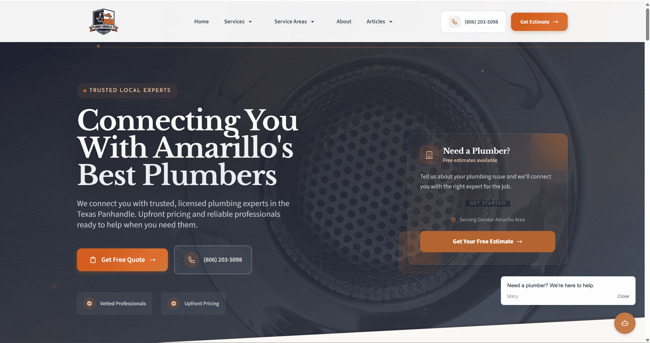 Plumbing Company website example